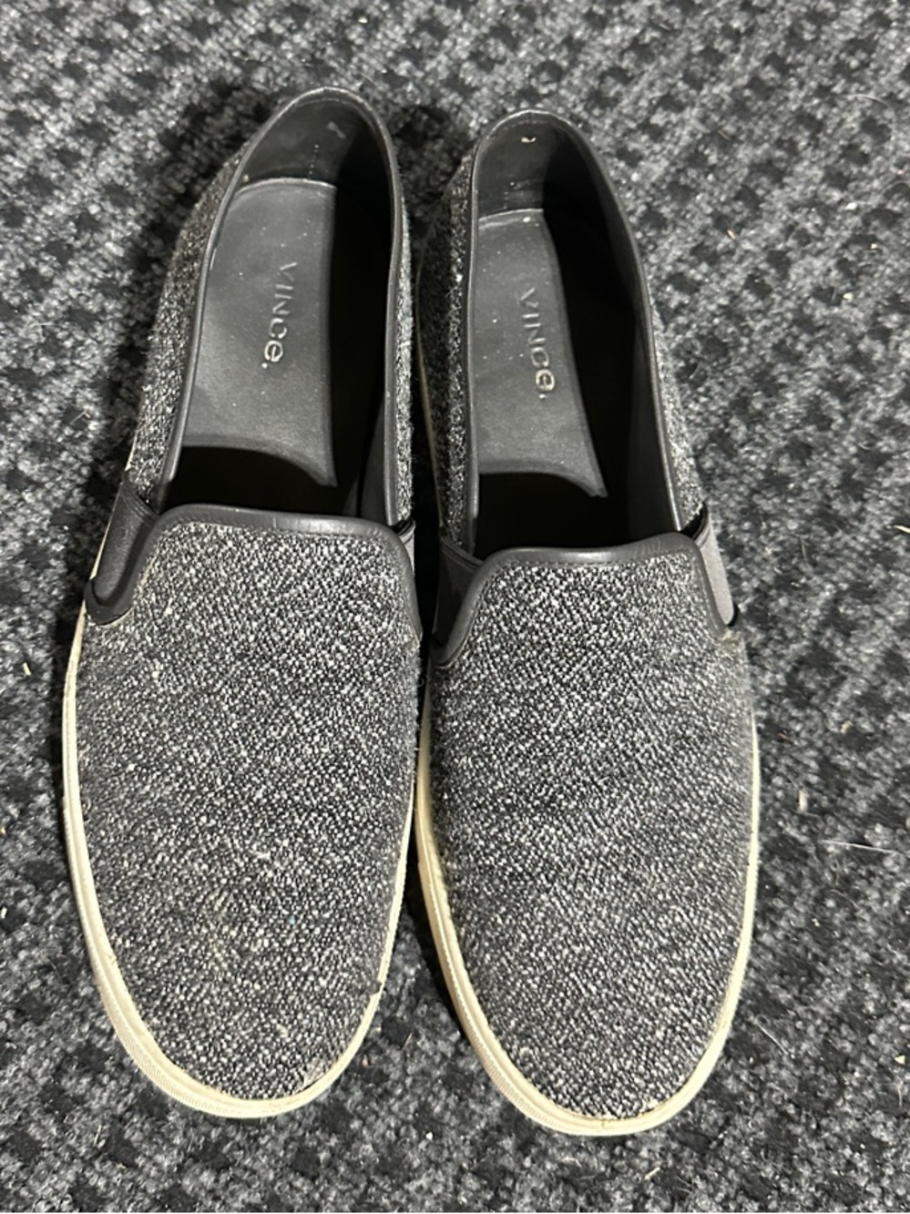Vince Gray Knit Slip-On Loafers with Cream Soles